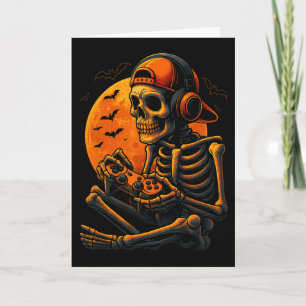 Gruseliger Gamer Halloween Gruseliger Skelettspiel Karte