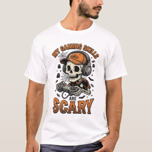 Gruseliger Gamer-Skelett-Vintage-Halloween-Shirt-D T-Shirt