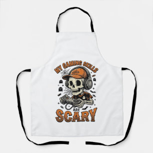 Gruseliger Gamer-Skelett-Vintage-Halloween-Shirt-E Schürze