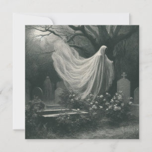 Gruseliger Geist auf dem Friedhof Horror Vintage G Karte