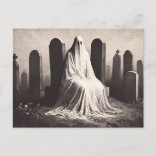 Gruseliger Geist Auf Friedhof Horror Goth Postkart Postkarte