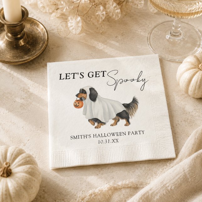 Gruseliger Geist-Dachshund-Halloween-Party Serviette (Spooky Ghost Dachshund Halloween Party Napkins)