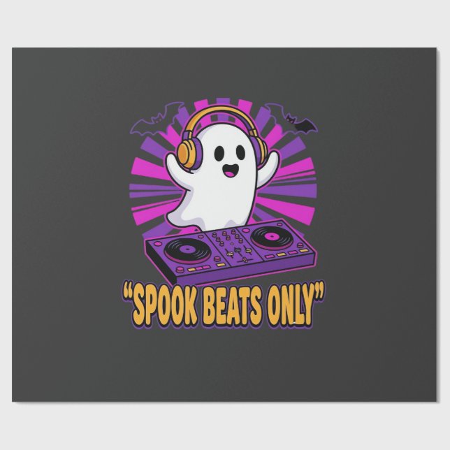 Gruseliger Geist DJ Halloween-Beats-Design_1 Geschenkpapier (Flach)