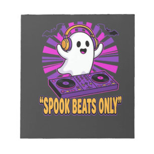 Gruseliger Geist DJ Halloween Beats Design_1 Notizblock