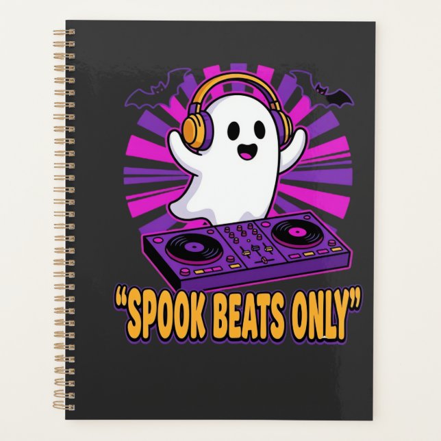 Gruseliger Geist DJ Halloween Beats Design_1 Planer (Vorderseite)