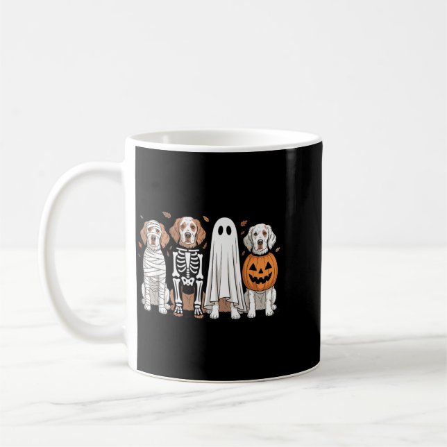 Gruseliger Geist Englischer Setter Kürbis Hallowee Kaffeetasse (Links)
