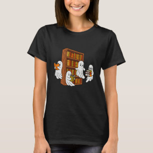 Gruseliger Geist liest Bücher Halloween Bibliothek T-Shirt