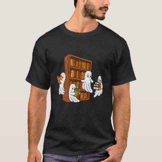 Gruseliger Geist liest Bücher Halloween Bibliothek T-Shirt