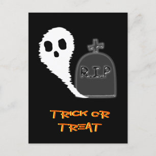 Gruseliger Geist mit Grab Halloween Feiertag Postk Feiertagspostkarte