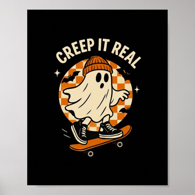Gruseliger Geist Skateboard fährt Gruselig Echt Lu Poster (Vorne)