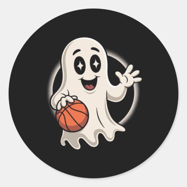Gruseliger Geist spielt Skelett Retro Halloween Ko Runder Aufkleber (Vorderseite)