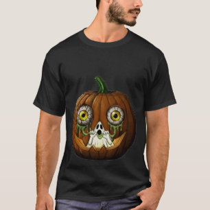 Gruseliger Geist tropfende Augäpfel Jack-O-Lantern T-Shirt