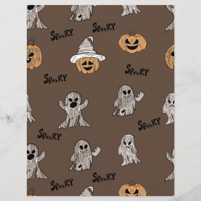 Gruseliger Geist und Kürbis Halloween Muster Scrap (Vorderseite)
