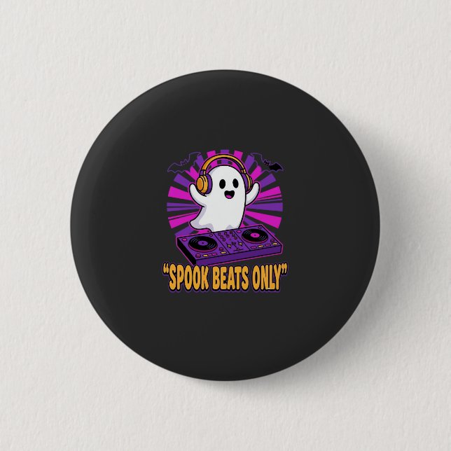Gruseliger Geister-DJ-Halloween-Beats-Design_1 Button (Vorderseite)