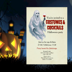 Gruseliger Geister-Kostüm-Cocktail-Halloween-Party Einladung