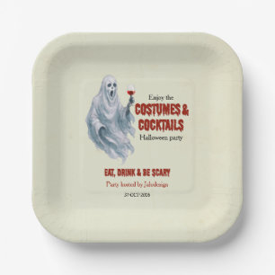 Gruseliger Geister-Kostüm-Cocktail-Halloween-Party Pappteller