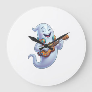 Gruseliger Geister-Musiker Halloween-Musik-Kunst Große Wanduhr