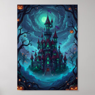 Gruseliger Geister-Schloss-Halloween-Fantasy-Poste Poster