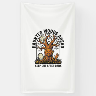 Gruseliger Geisterbaum Vintage Halloween-Warn-Shir Banner