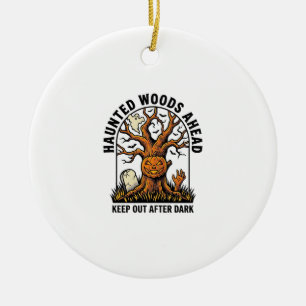 Gruseliger Geisterbaum Vintage Halloween-Warn-Shir Keramik Ornament