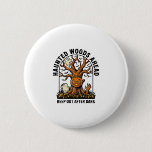 Gruseliger Gespensterbaum Vintage Halloween-Warn-S Button