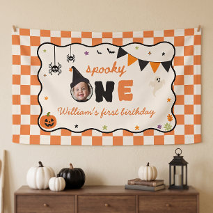 Gruseliger Gingham-Halloween-Geburtstag Banner