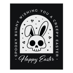 Gruseliger glücklicher Osterhase Totenkopf gothisc Poster