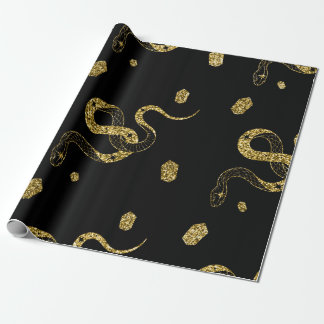 Gruseliger goldener schwarzer Schlangen-Himmels-Za Geschenkpapier