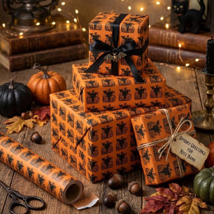 Gruseliger Gothic-Halloween-Vogelscheuche-Kürbis-M Geschenkpapier
