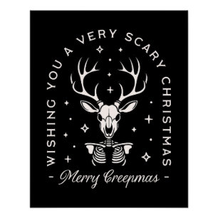 Gruseliger gothischer dunkler Weihnachtsrentier-Sk Poster