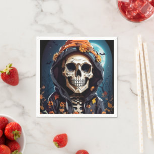 Gruseliger grinsender Skelett Halloween Serviette