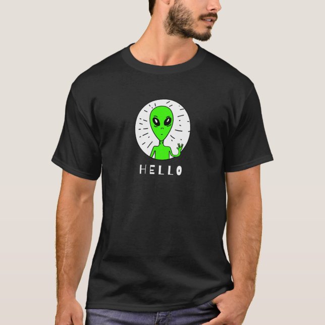 Gruseliger grüner Außerirdischer T-Shirt (Vorderseite)