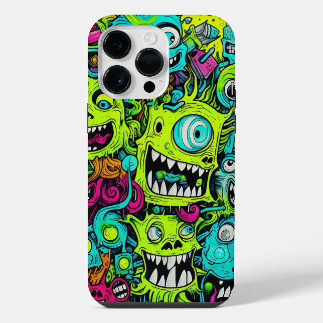 Gruseliger grüner Monster-Stil iPhone Hülle (Rückseite)