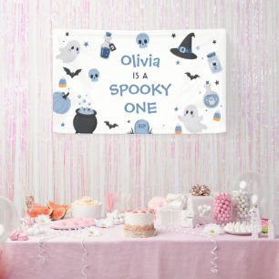 Gruseliger Halloween 1. Geburtstag Mädchen Geist Banner