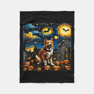 Gruseliger Halloween Akita-Hund Sternennacht Fleecedecke
