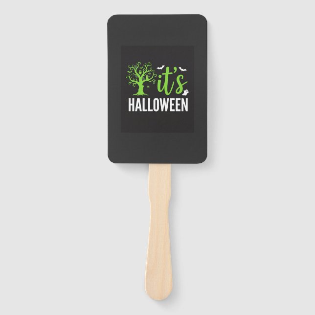 Gruseliger Halloween-Baum-Fledermäuse-Vektordesign Fächer (Vorderseite)