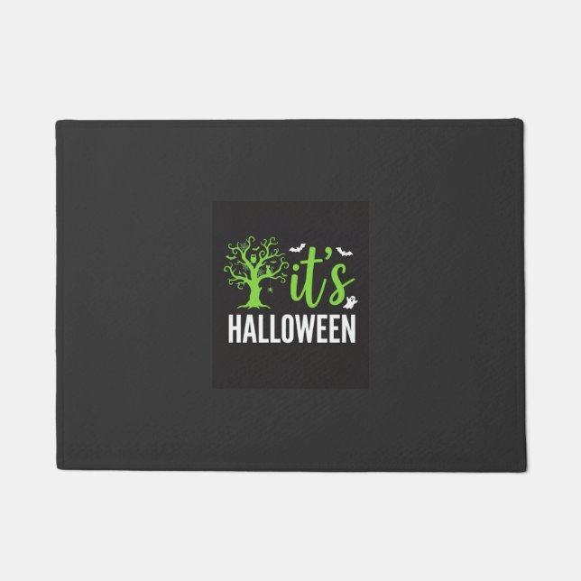 Gruseliger Halloween-Baum-Fledermäuse-Vektordesign Fußmatte (Vorderseite)