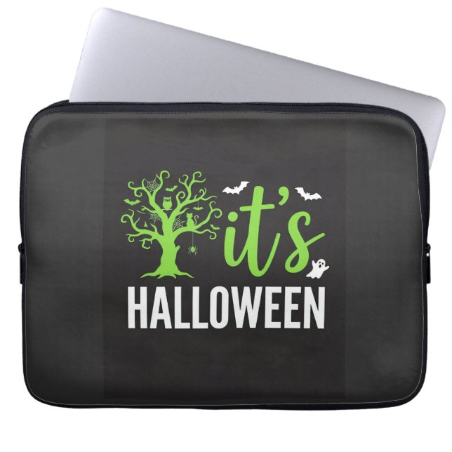 Gruseliger Halloween-Baum-Fledermäuse-Vektordesign Laptopschutzhülle (Vorderseite)