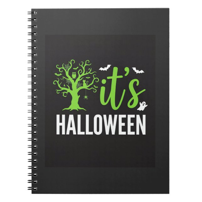 Gruseliger Halloween-Baum-Fledermäuse-Vektordesign Notizblock (Vorderseite)