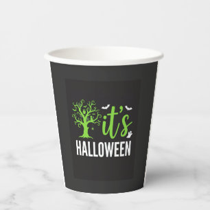 Gruseliger Halloween-Baum-Fledermäuse-Vektordesign Pappbecher