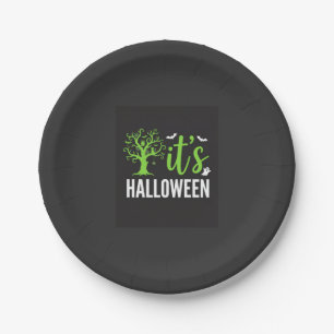 Gruseliger Halloween-Baum-Fledermäuse-Vektordesign Pappteller