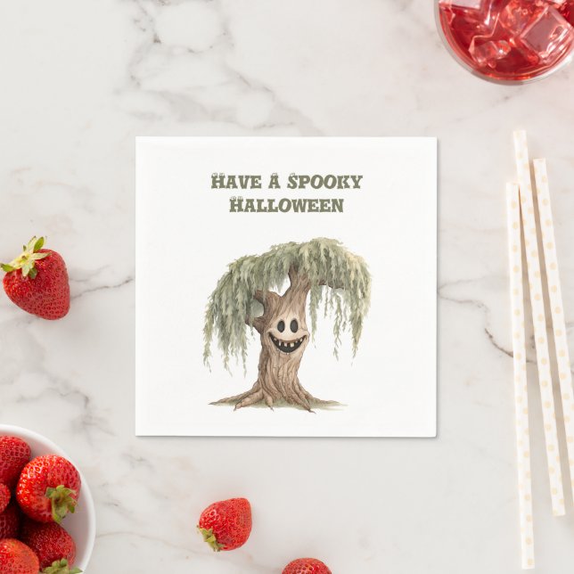 Gruseliger Halloween-Baum   Serviette (Beispiel)