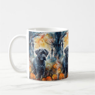 Gruseliger Halloween Cane Corso mit Kürbissen Kaffeetasse
