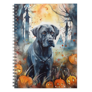 Gruseliger Halloween Cane Corso mit Kürbissen Notizblock