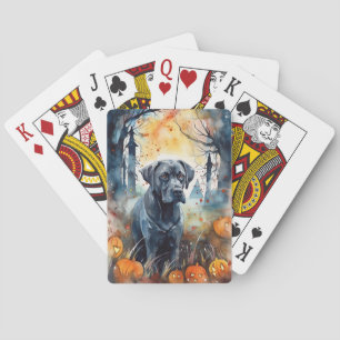 Gruseliger Halloween Cane Corso mit Kürbissen Spielkarten