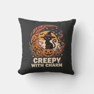 Gruseliger Halloween-Charme-Katze Kissen