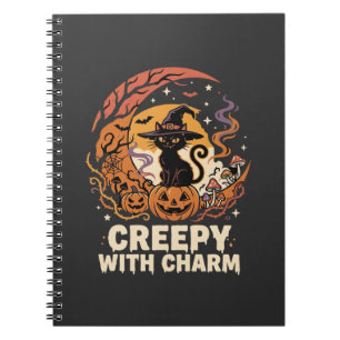 Gruseliger Halloween-Charme-Katze Notizblock
