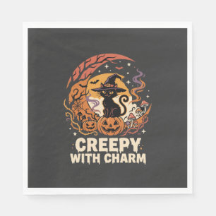 Gruseliger Halloween-Charme-Katze Serviette