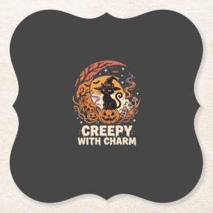 Gruseliger Halloween-Charme-Katze Untersetzer