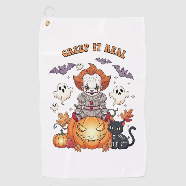 Gruseliger Halloween Clown Golfhandtuch (Vorderseite)
